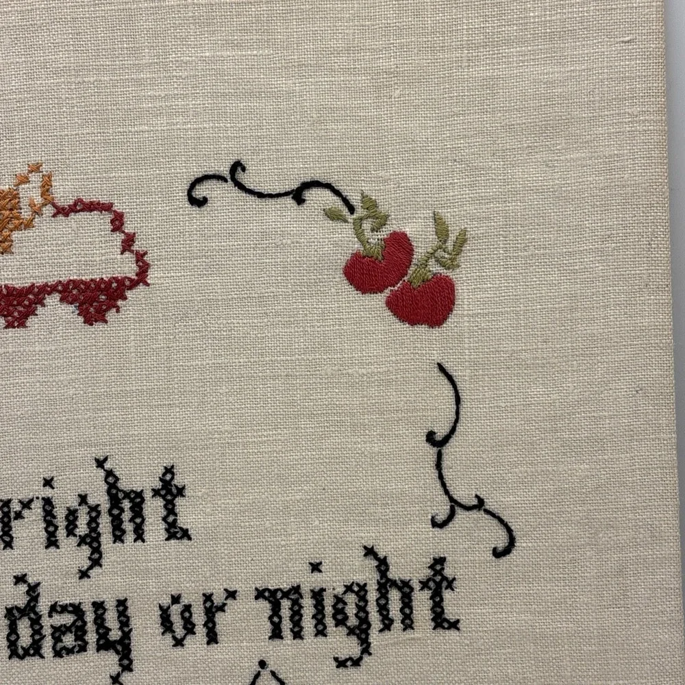 Vintage Needlework Rustic Primitive Wall Decor Country 1950